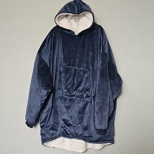 The Comfy Oversized Cabincore Blanket Sherpa Lined Blue One Size